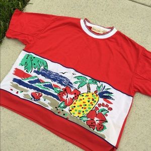 Floral Cropped T Shirt (Red)